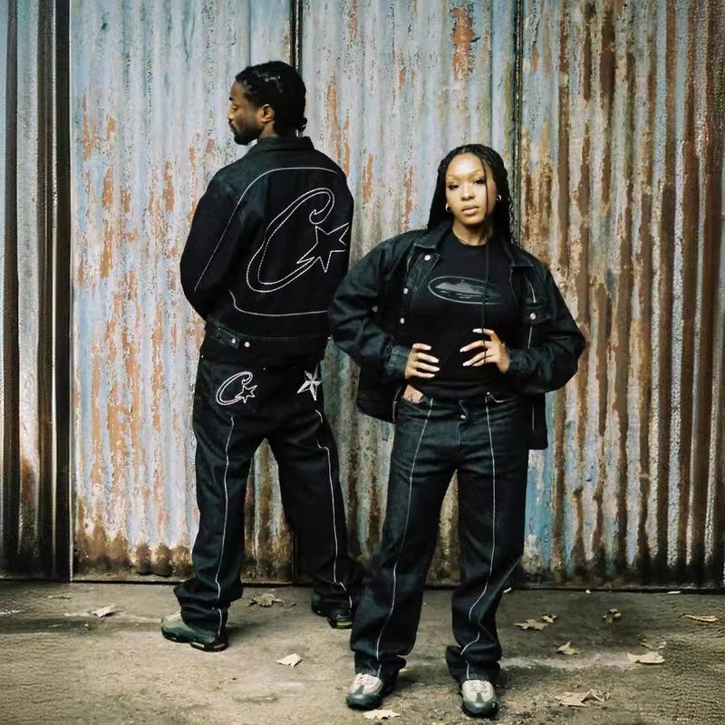 Trendy Brand Alcatraz Star Embroidery Washed Jeans Jacket Suit Men And Women American High Street Jacket - Image 3